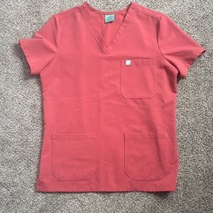 Red V-Neck Scrub Set